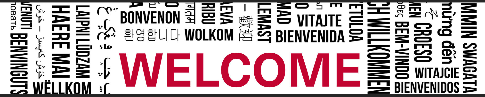 Welcome written in multiple international languages